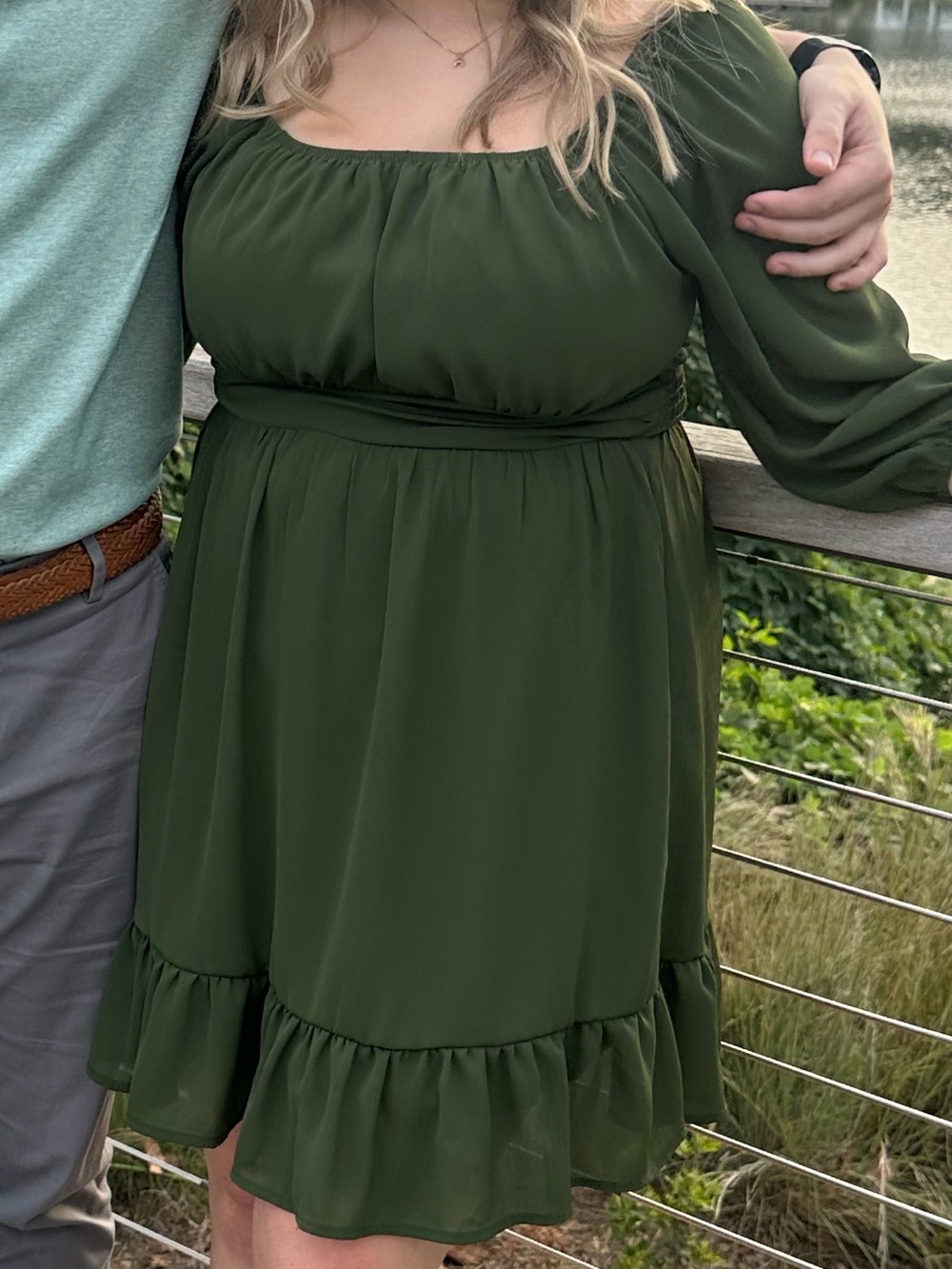Flowy olive green mini dress